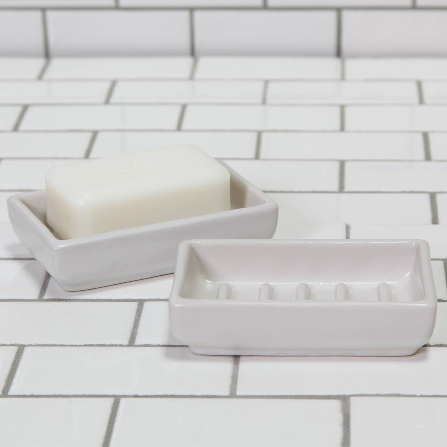 Luna Ceramic Soap Dish - Rect - Matte White