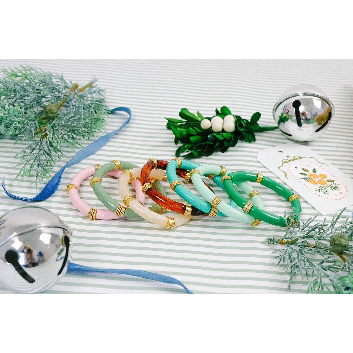 Acrylic Bamboo Stretch Bracelet: Fresh Mint
