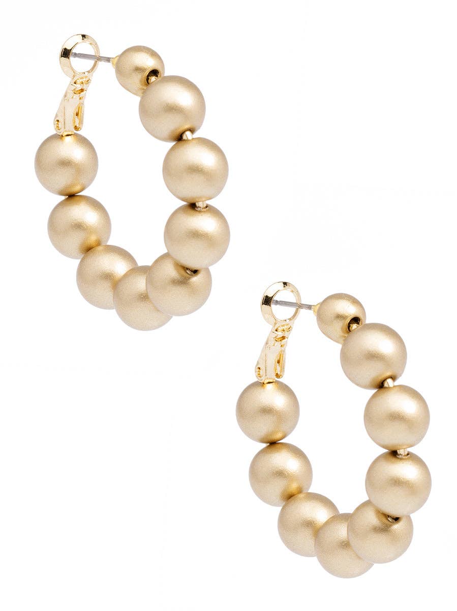 Silver Resin Beaded Hoop Earring: MS