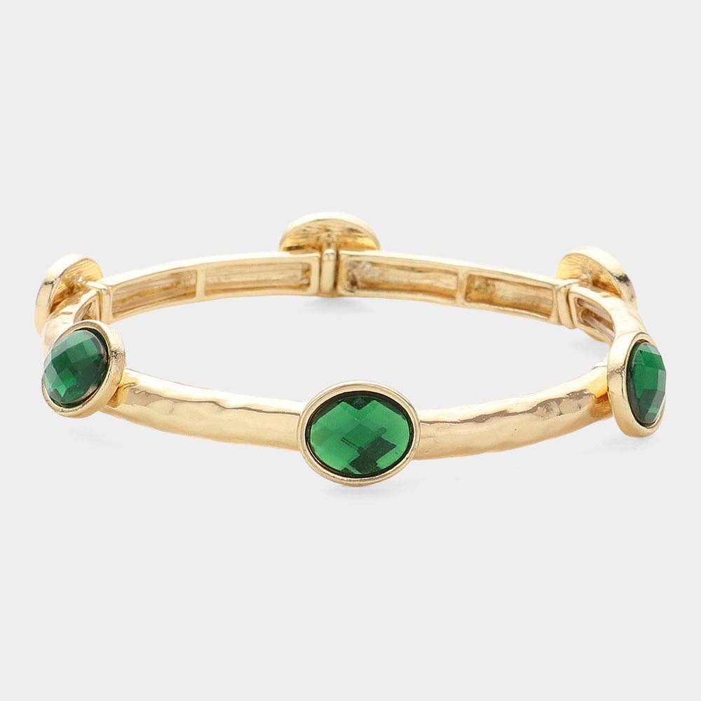 Oval Stone Cluster Pointed Stretch Bracelet
: CLEAR