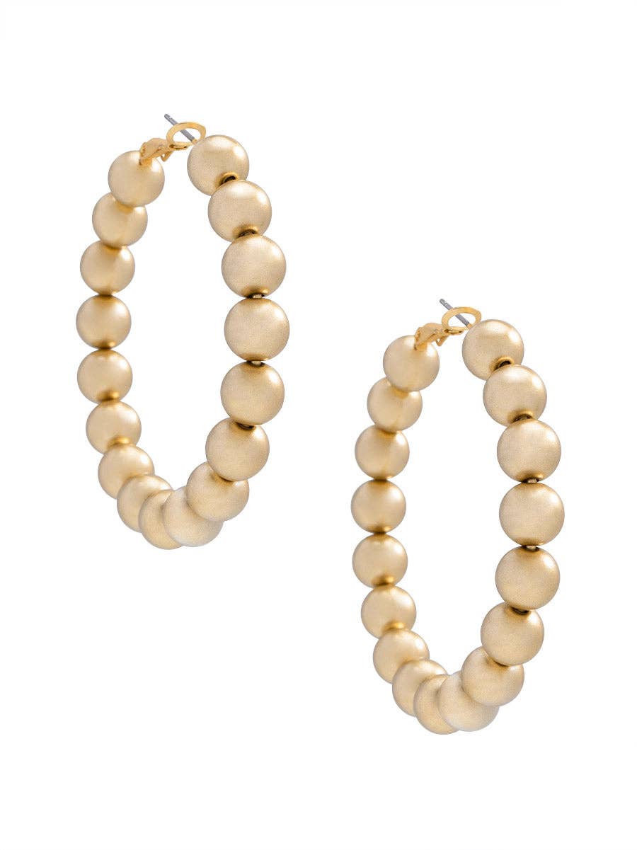 Zenzii Large Chunky Metal Beaded Hoop Earring