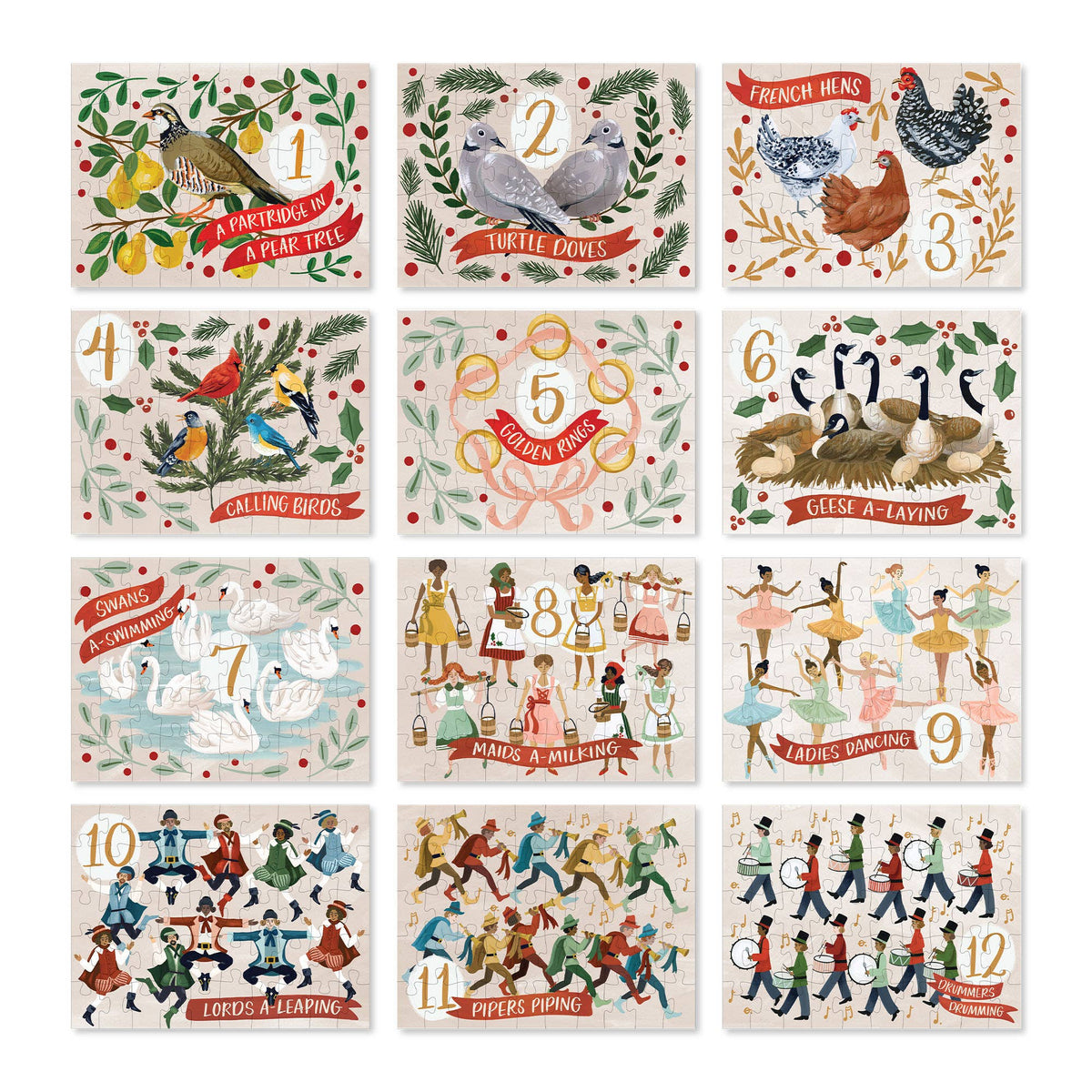 12 Days of Christmas - 50 Piece Jigsaw Puzzles - Set of 12