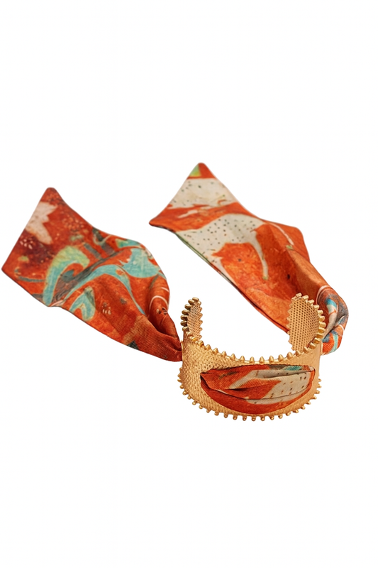 Scarf Cuff Bracelet - Orange/Coral