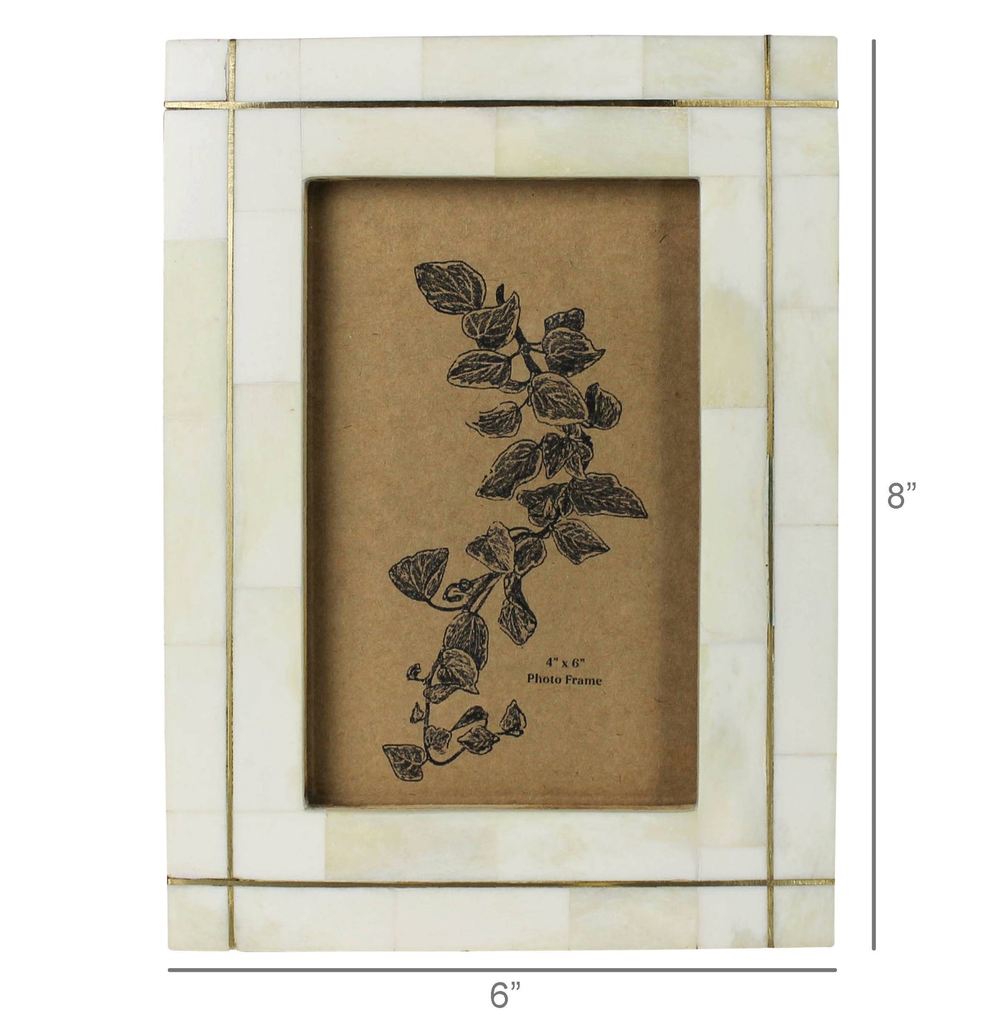 Bone with Brass Grid Frame - 4x6