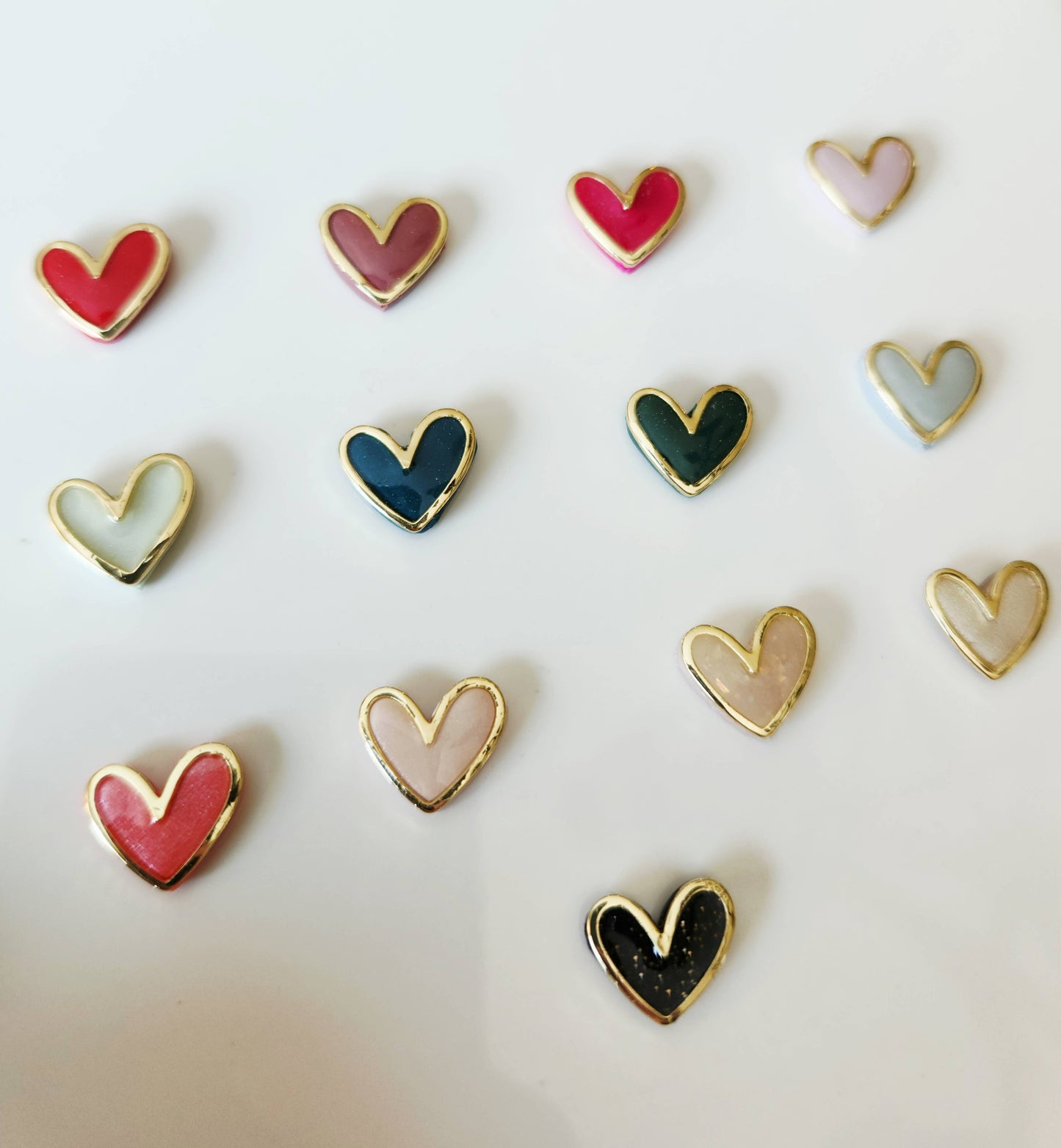 Heart clay studs: Red / Silver heart