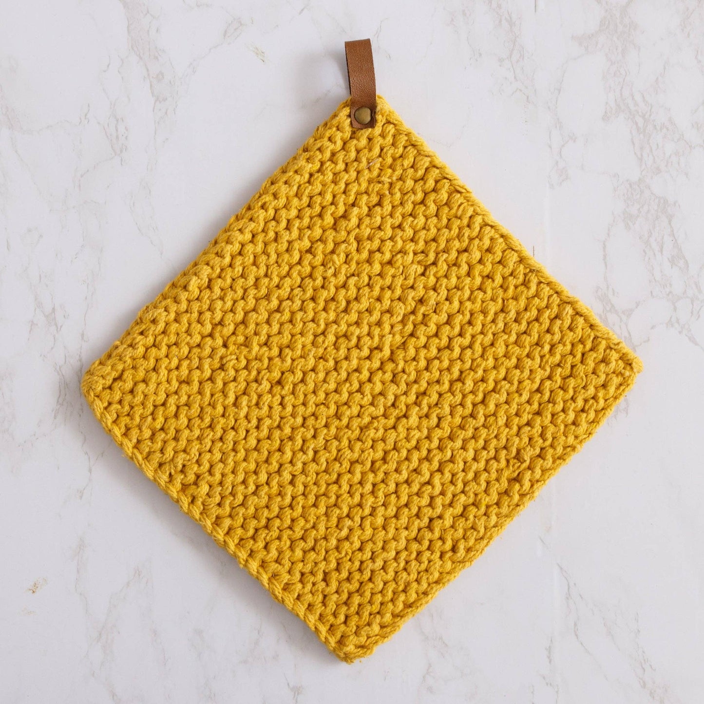 Knitted Pot Holder - Ocher