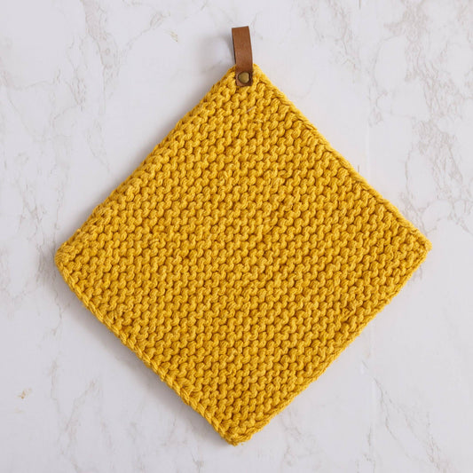 Knitted Pot Holder - Ocher