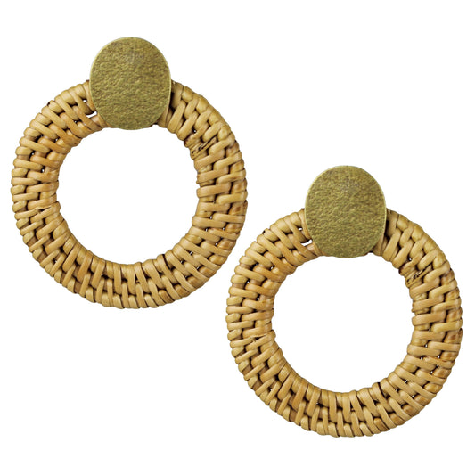 Biscayne Post Earring with Rattan Hoop