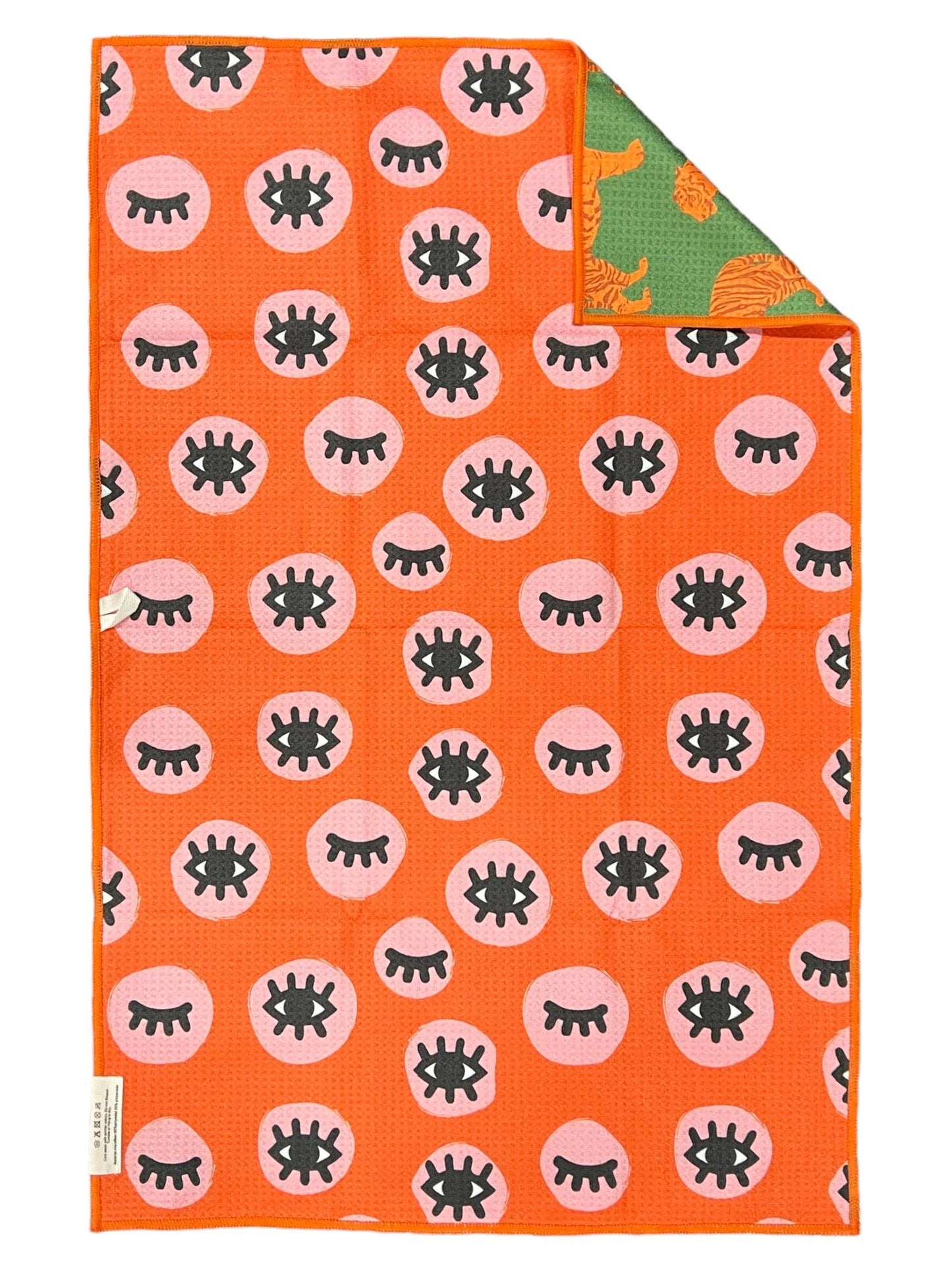 Crae Eye of the Tiger: Reversible Hand Towel: Orange/Cream/Green / 19x29 in / Hand Towel