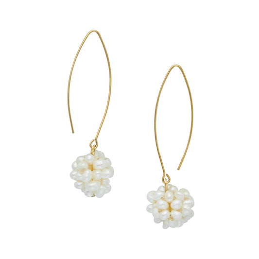 Susan Shaw Pearl Cluster Threader Earrings