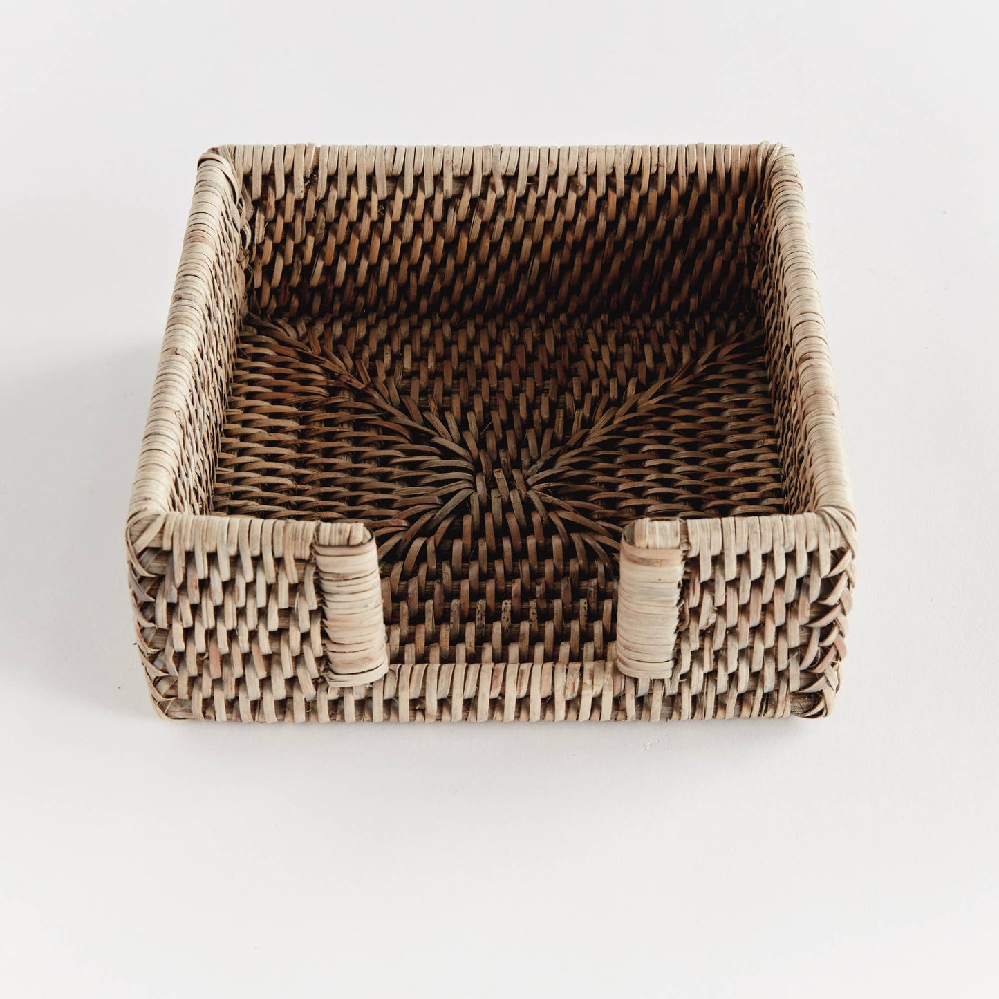 Burma Rattan Square Cocktail Napkin Holder, Gray