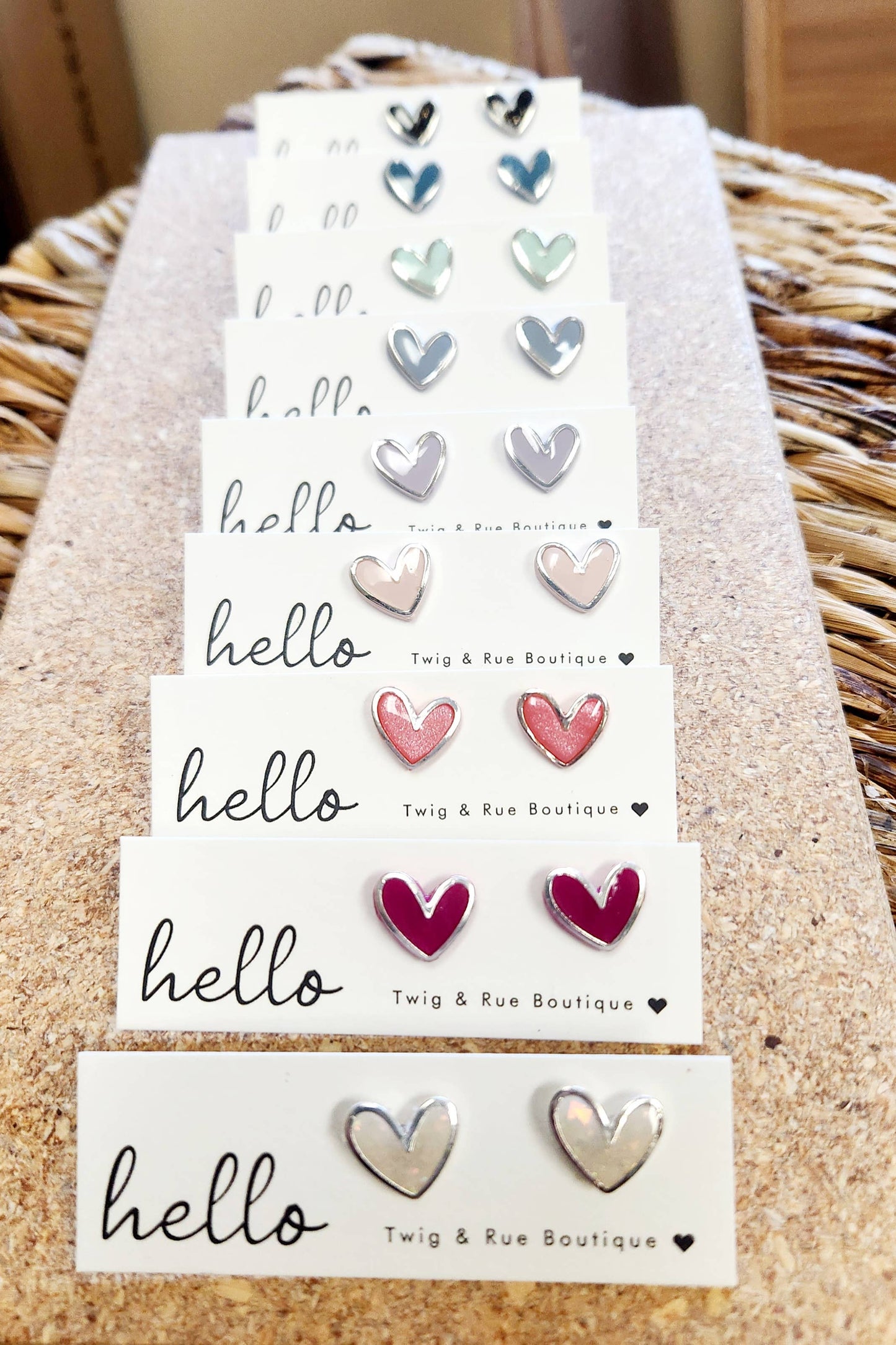 Heart clay studs: Red / Silver heart