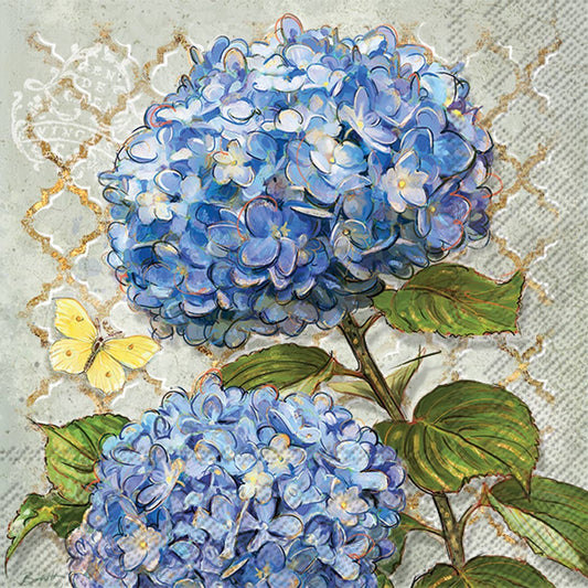 Paper Cocktail Napkins Pack of 20 Blue Heirloom Flowers