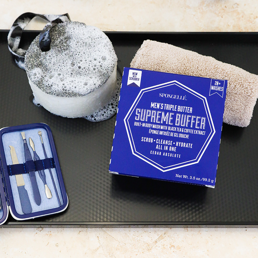 Spongelle 20+ Men’s Supreme Buffer w/ Black Scrubber (Cedar Absolute): 3.5 oz
