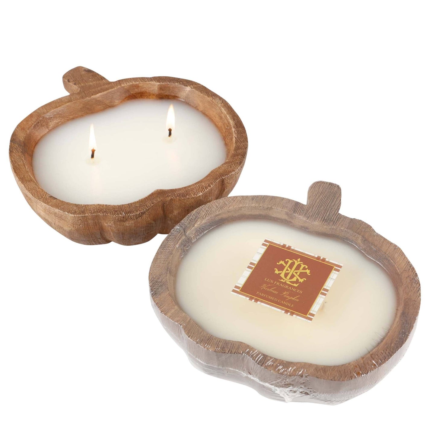 Heirloom Pumpkin Candle 2 Wick Pumpkin Dough Bowl-Small