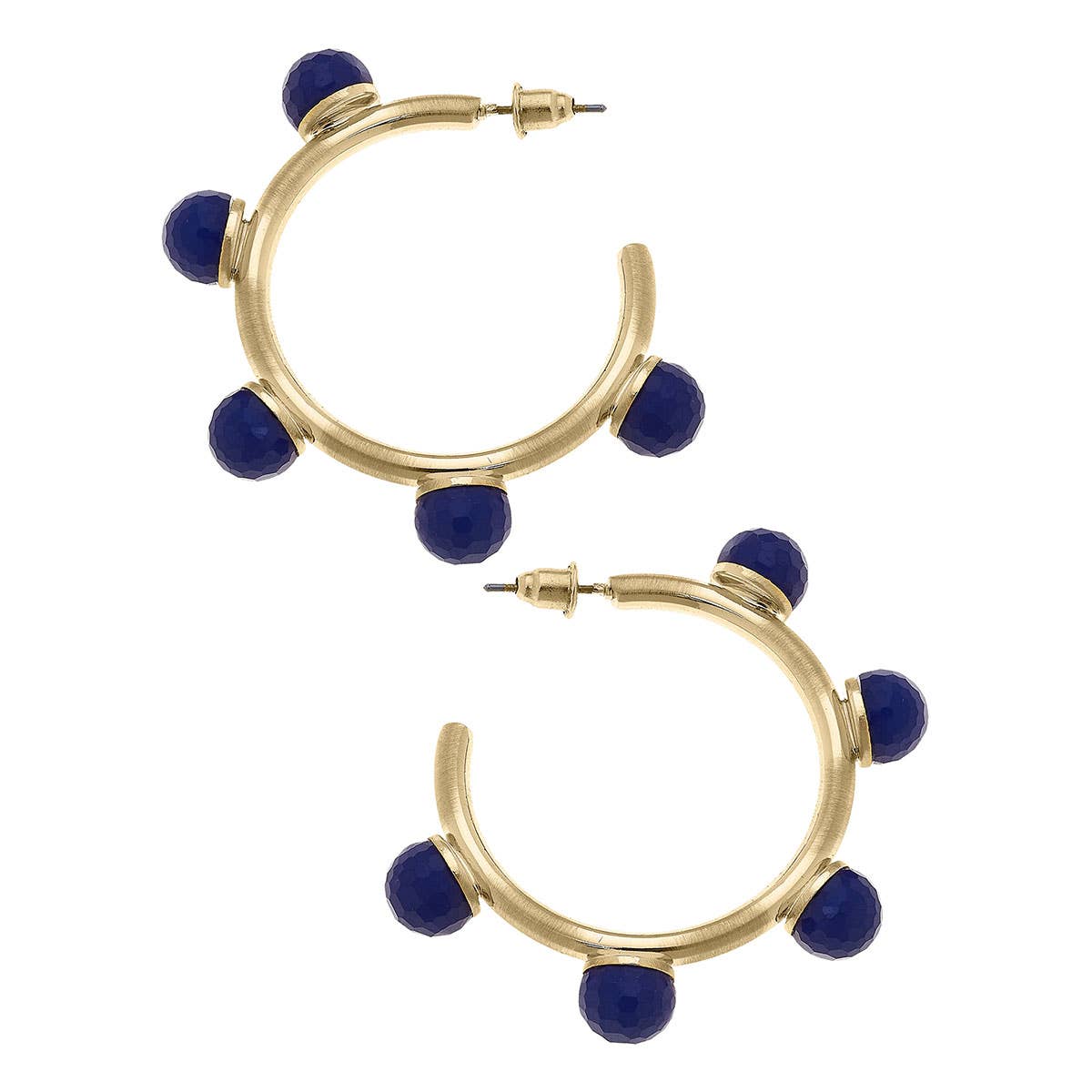 Allison Resin Beaded Hoop Earrings: Blue