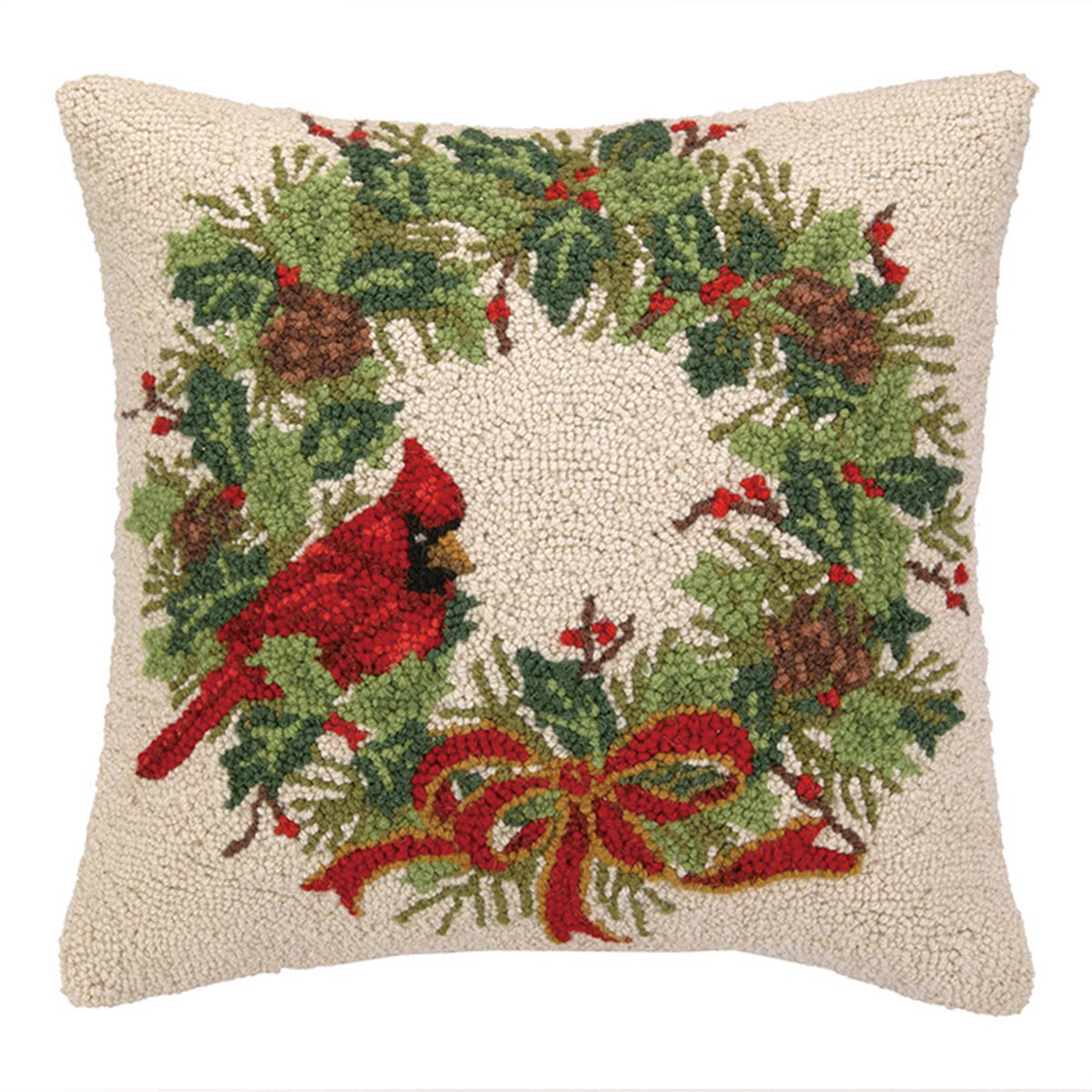 Cardinal Wreath Hook Pillow