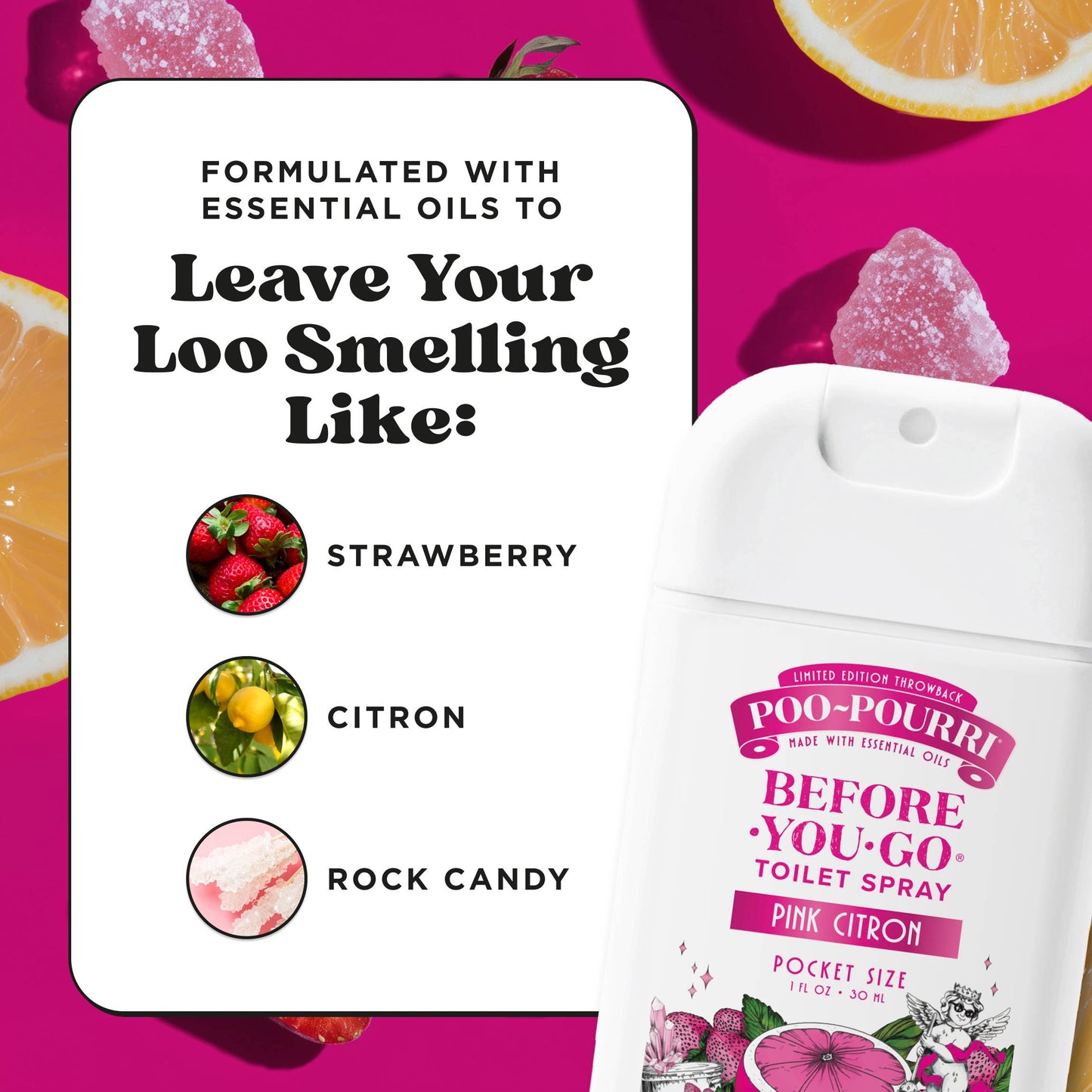 Poo~Pourri Pink Citron 1oz Pocket Sprayer, Pouched