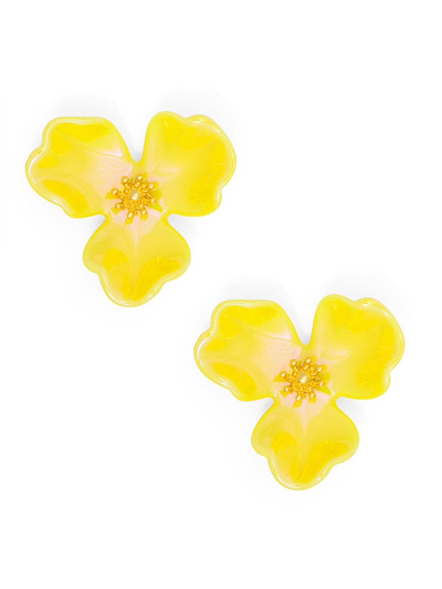Iridescent Resin 3-Petal Stud Earring: H.PNK