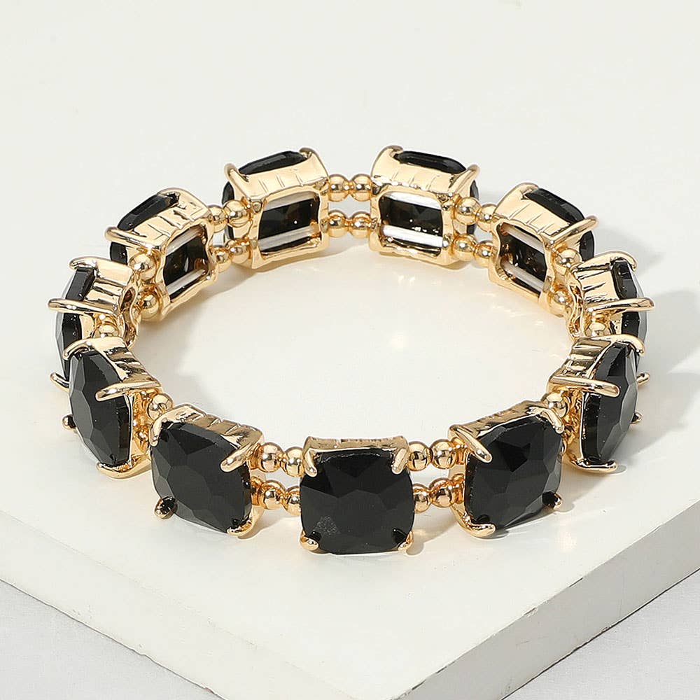 Cushion Square Stone Stretch Evening Bracelet: TP-AB