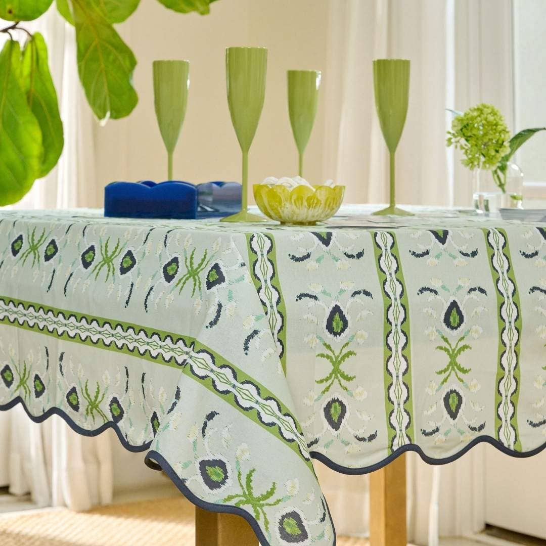 Rosemary Stripe Lagoon Square Game Tablecloth: One Size