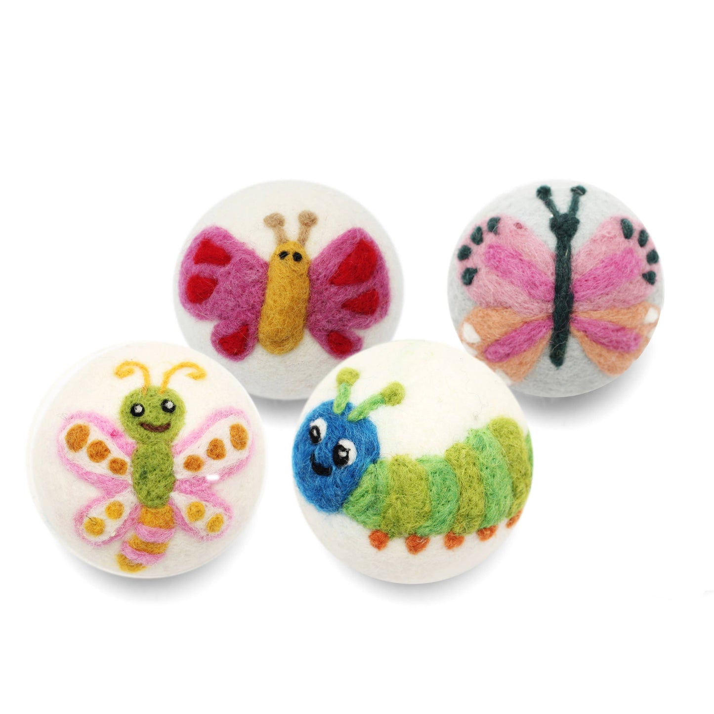 Eco Wool Dryer Balls Fair Trade: Yellow/Pink Butterfly