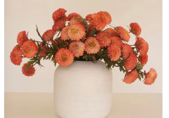 Bunch of Seven Faux Dahlias-Orange