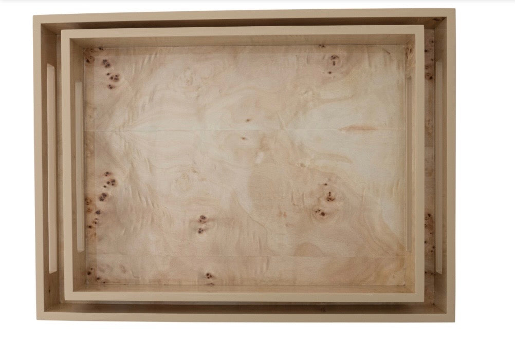 Mdf  &  Burl Veneer Tray Large