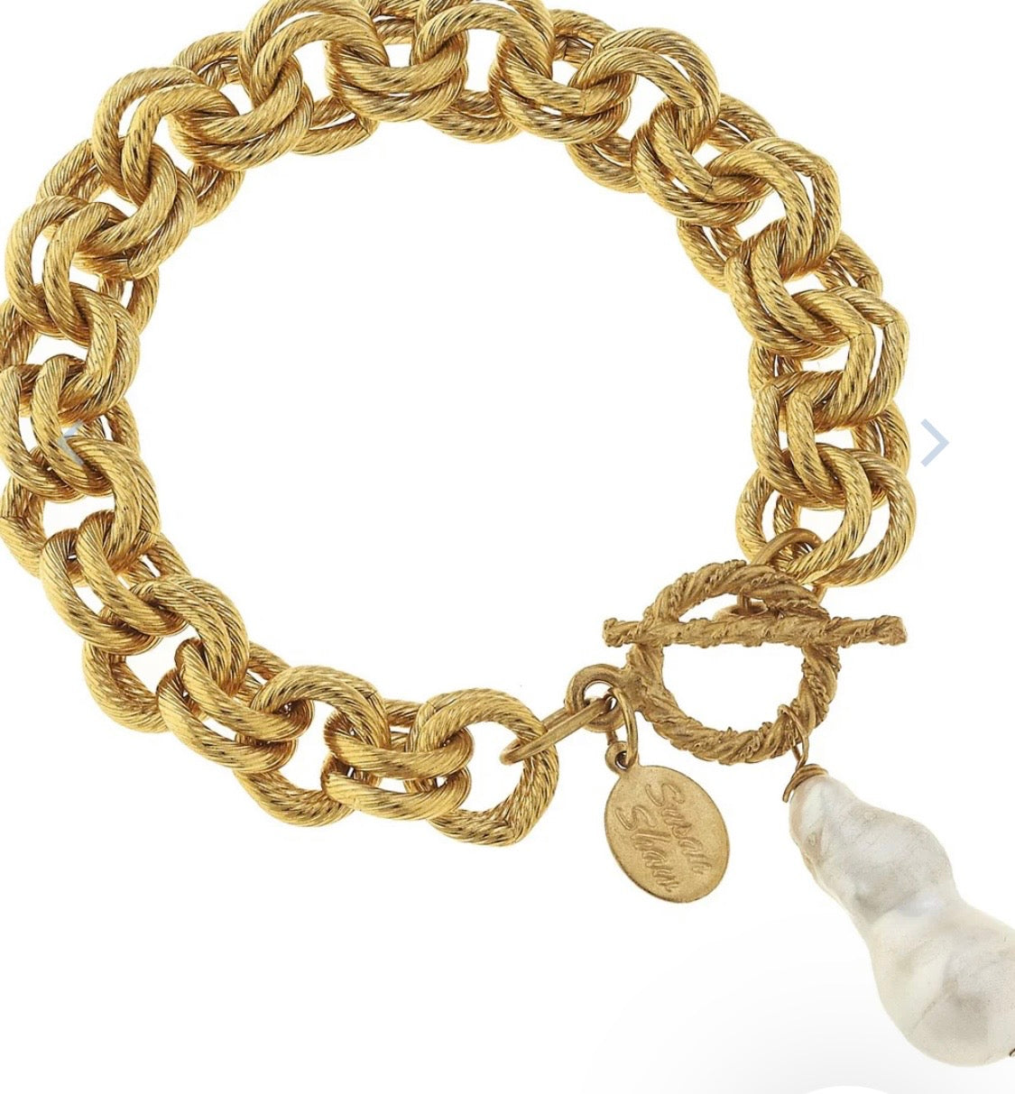 Susan Shaw Double Link Baroque Pearl Bracelet