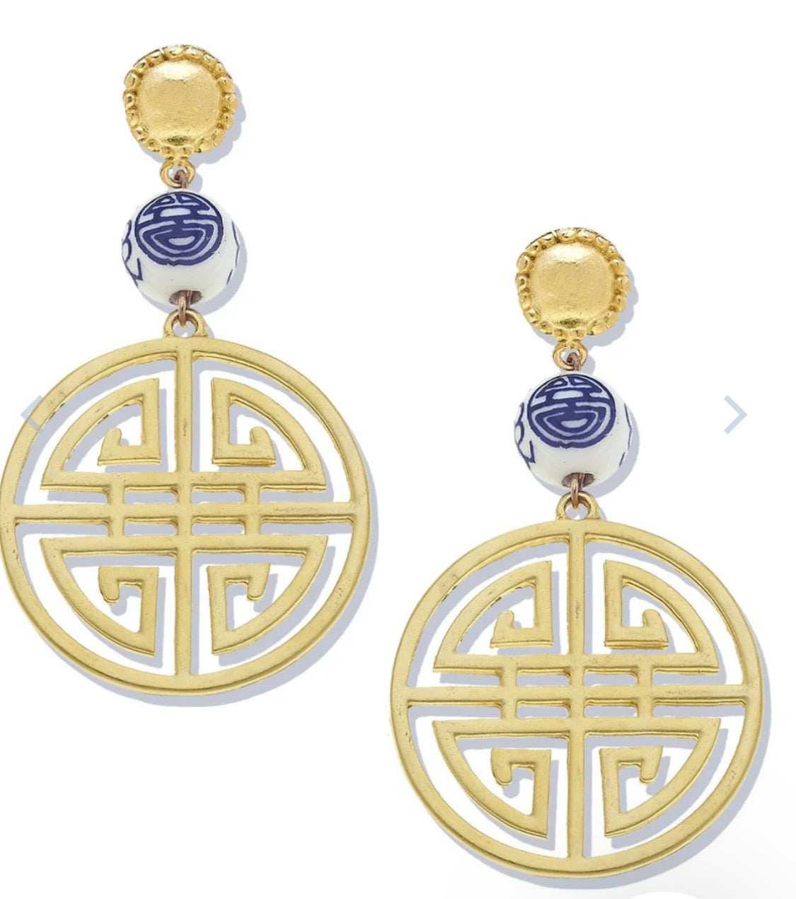 Susan Shaw Blue & White Happiness Earrings