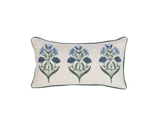 Belcourt Floral Natural/ Blue Pillow