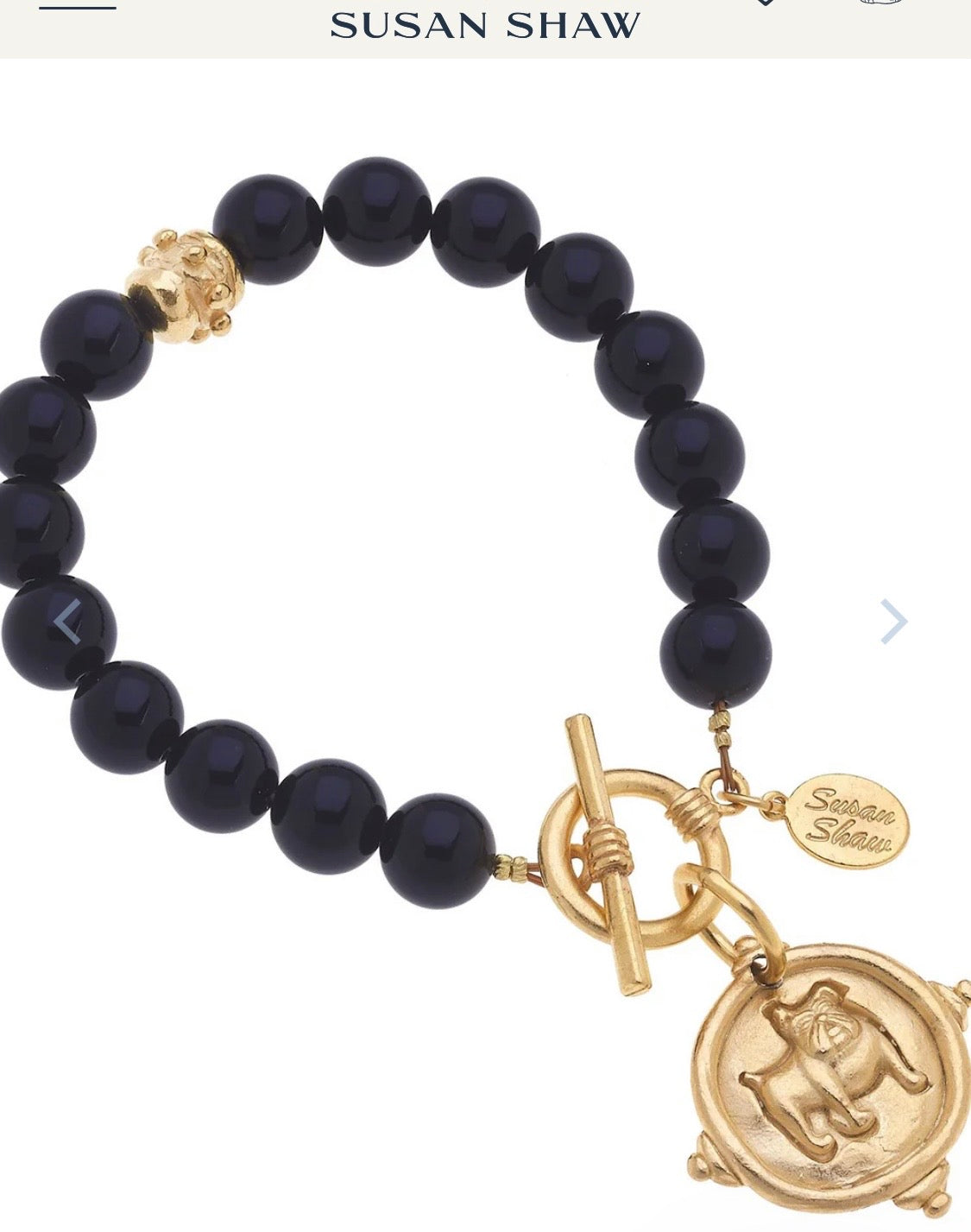 Susan Shaw Bulldog Onyx Bracelet