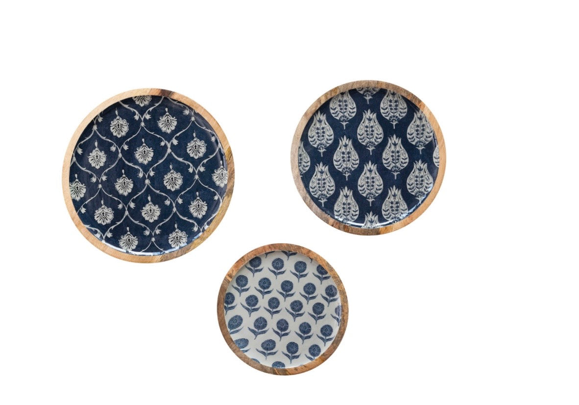 Enameled Mango Wood Tray