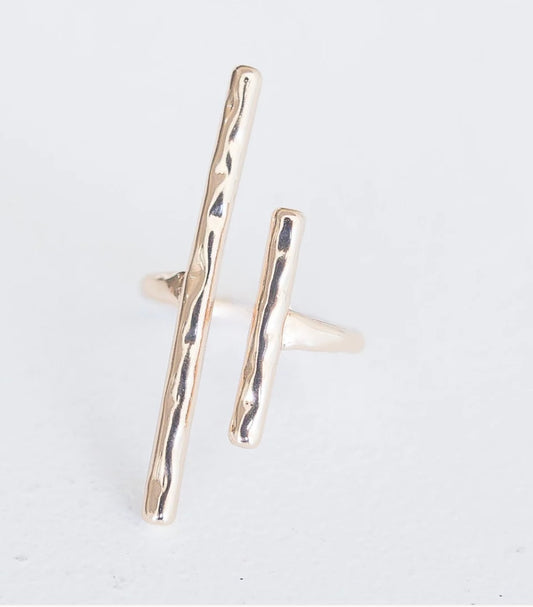 Leslie Curtis Memphis- Gold Hammered Double Bar Ring