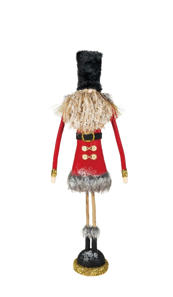Fabric Soldier with Glitter, Faux Fur & Twig Legs- Large