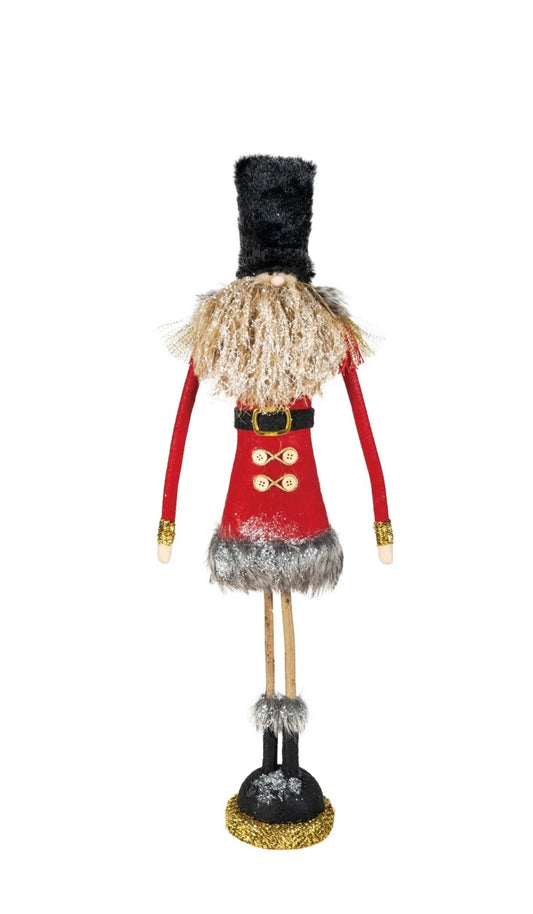 Fabric Soldier with Glitter, Faux Fur & Twig Legs- Large