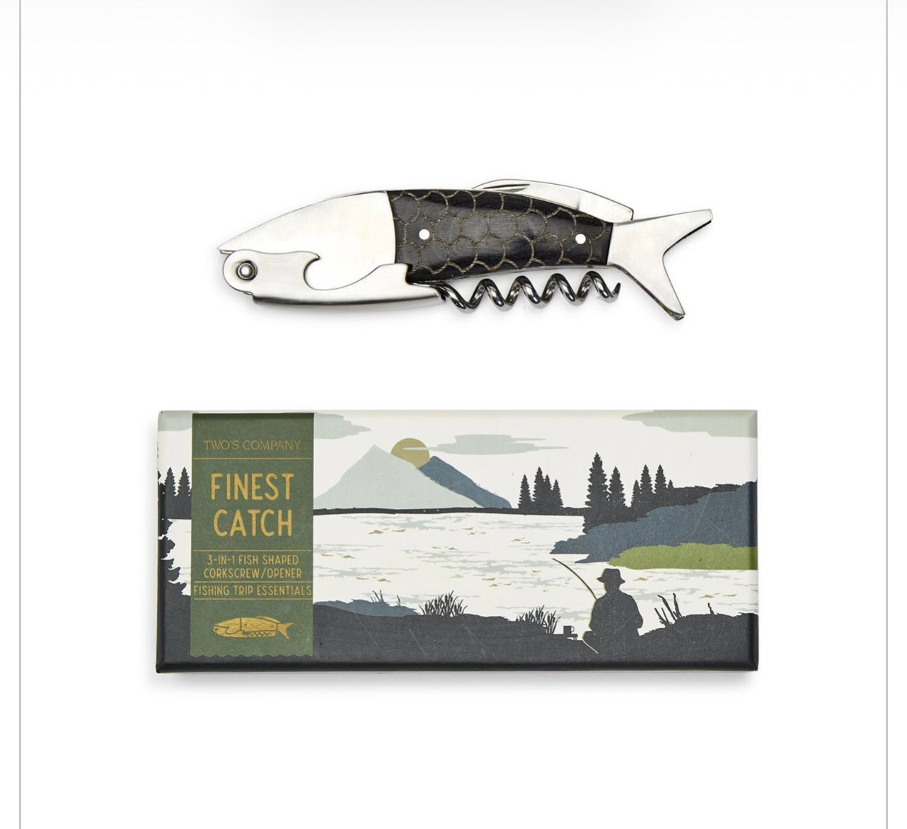 Black Fish Bottle and Wine Tool Opener in Gift Box Includes: Bottle Opener, Corkscrew