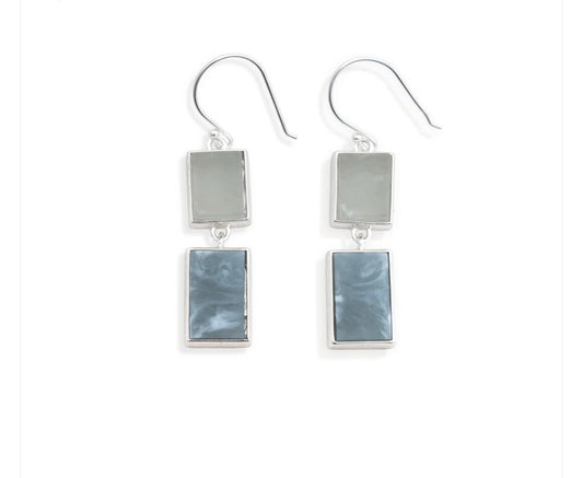 Leslie Curtis Stacy-Silver Drop Earrings with Blue Stones