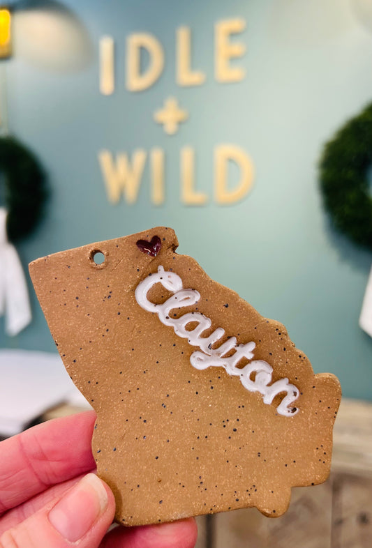Clayton, Ga Handmade Local Pottery Ornament