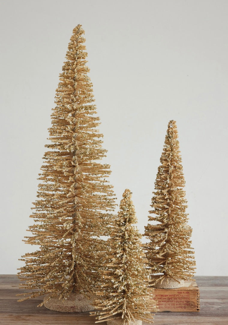Wood Tree with Iridescent Mica Flakes & Glitter, Natural