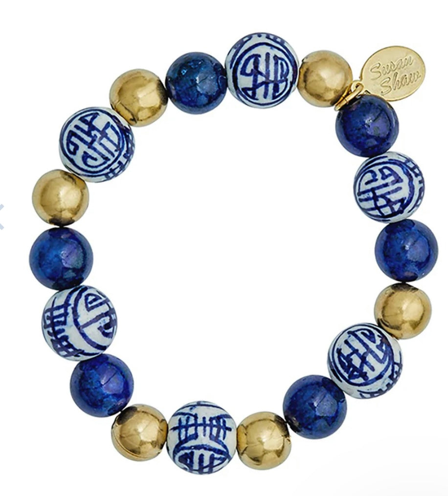 Susan Shaw Blue & White Lapis Gold Bracelet