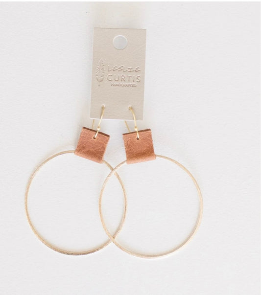 Leslie Curtis Grayson-Large Gold Hoop, Leather Saddle