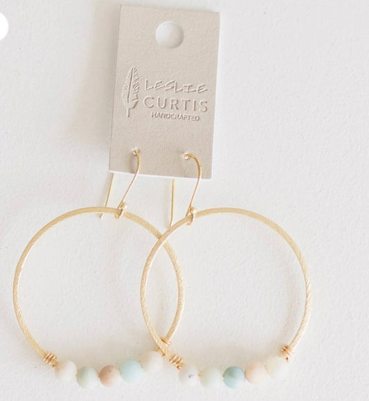 Leslie Curtis Jodi-Amazonite Beaded Gold Hoops