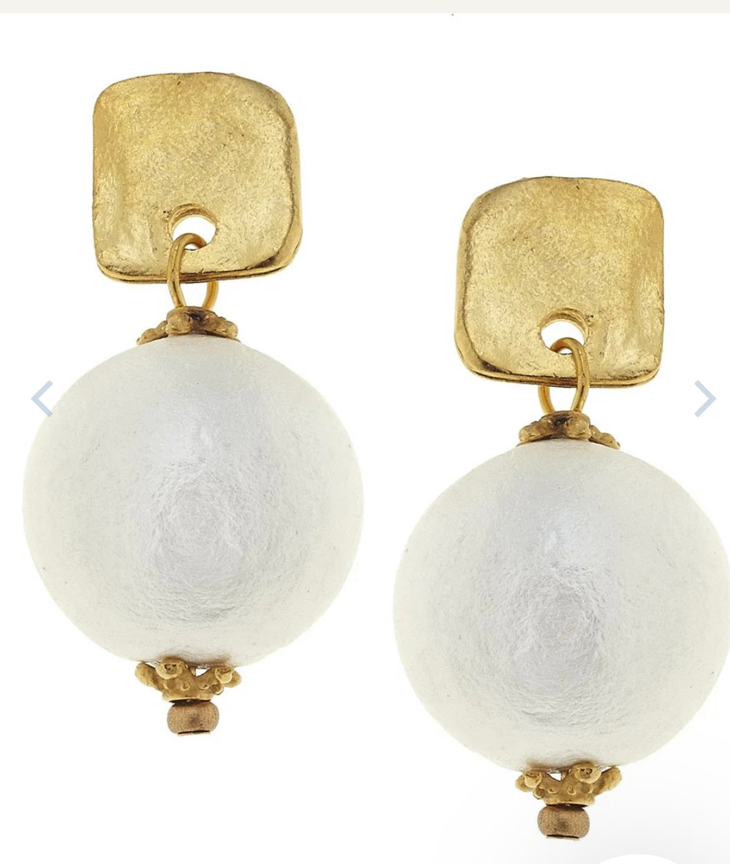 Susan Shaw Square Cotton Pearl Drop Earrings