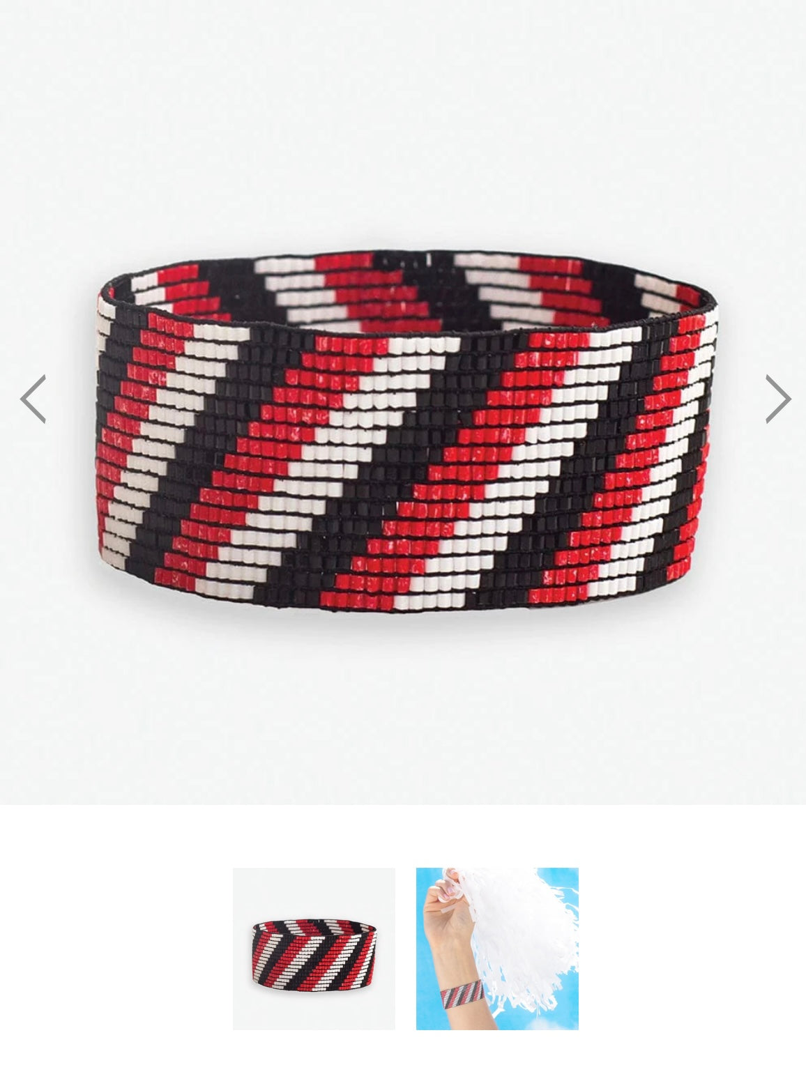 Kenzie diagonal stripes beaded stretch bracelet scarlet +black