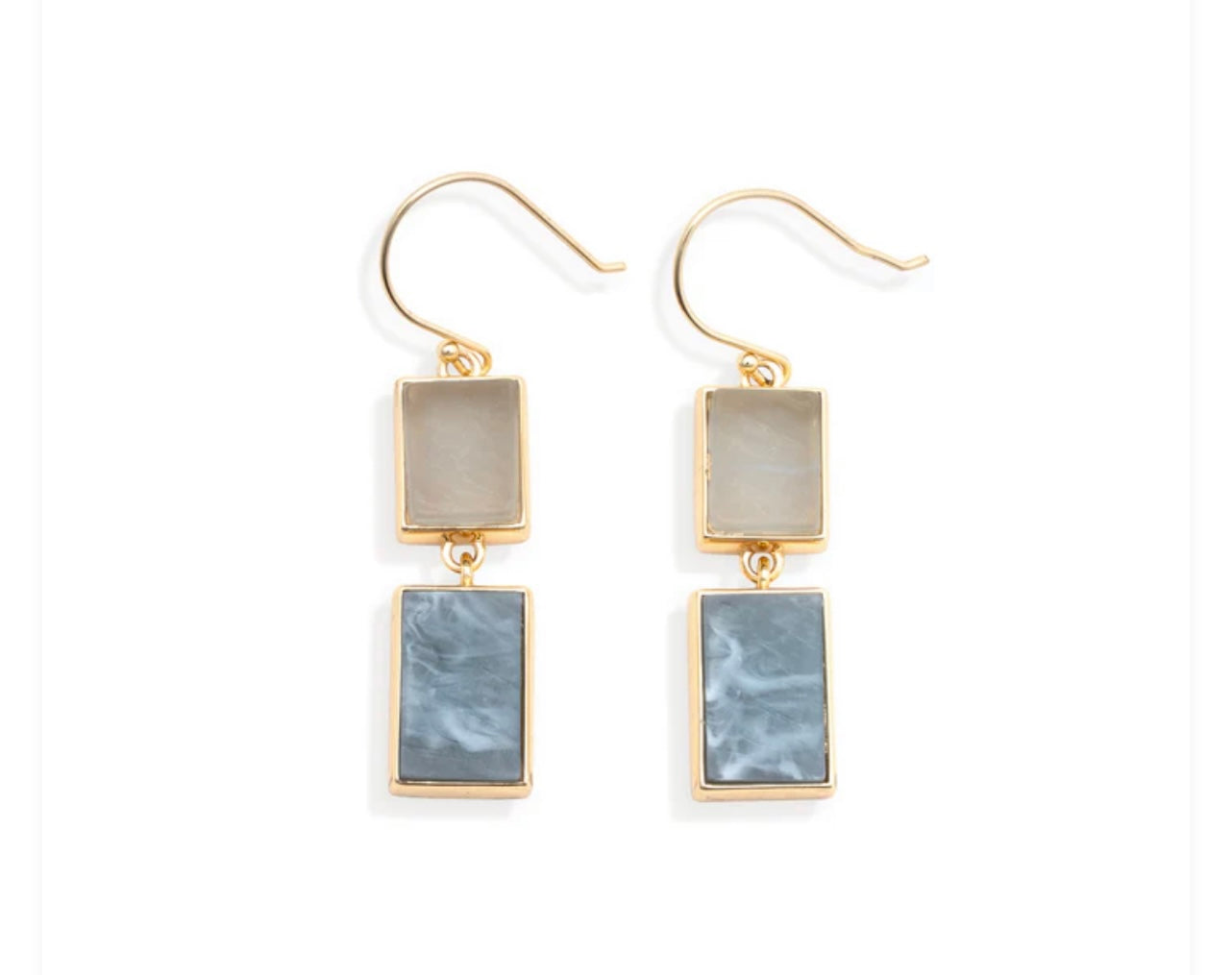 Leslie Curtis Stacy- Gold Drop Earrings with Blue Stone