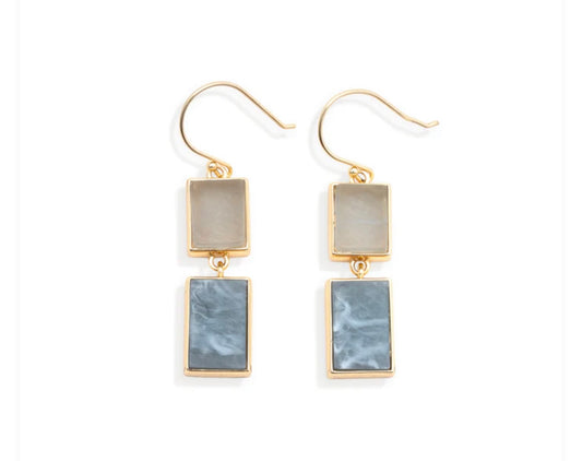 Leslie Curtis Stacy- Gold Drop Earrings with Blue Stone