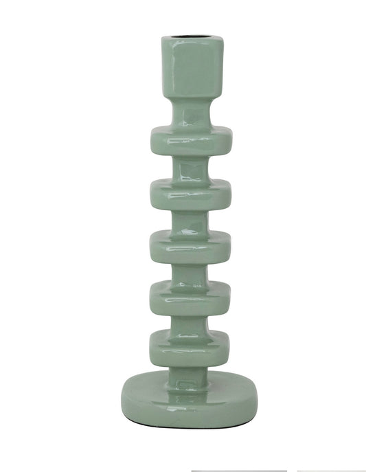 Enameled Aluminum Taper Holder Sage Color