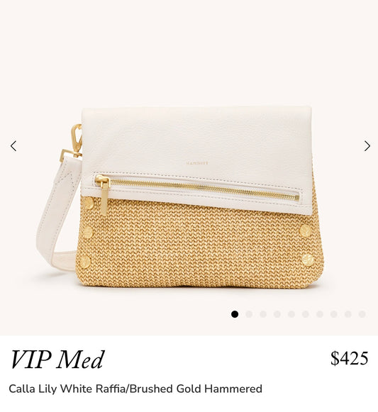 Hammitt VIP Medium Calla Lily White and Raffia