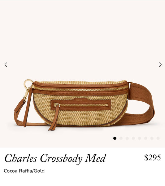 Hammitt Charles Crossbody Med-Cocoa Raﬃa